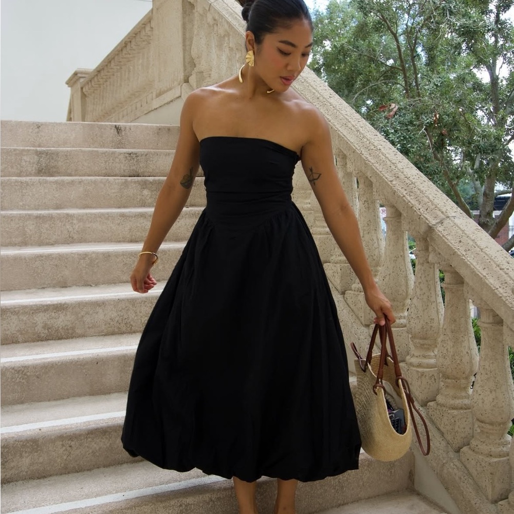 Oak + Fort Black Strapless Dress